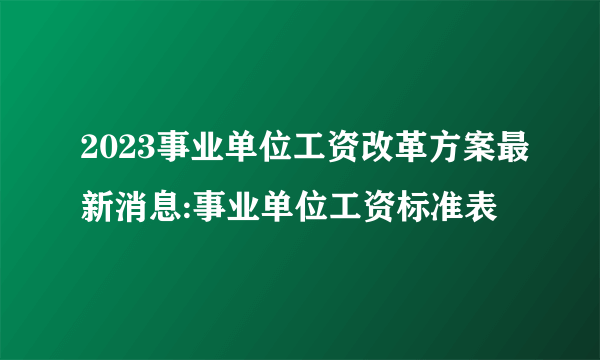 2023事业单位工资改革方案最新消息:事业单位工资标准表