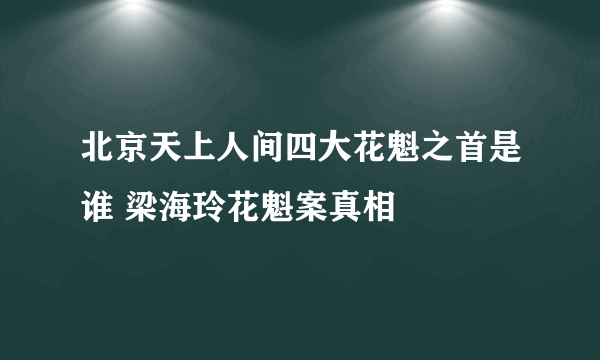 北京天上人间四大花魁之首是谁 梁海玲花魁案真相