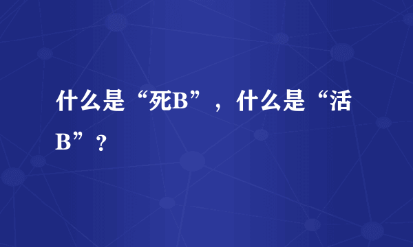 什么是“死B”，什么是“活B”？