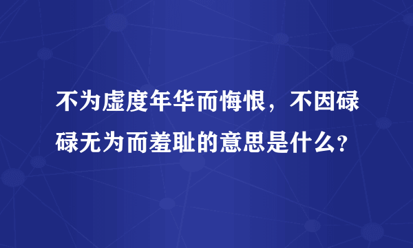 不为虚度年华而悔恨，不因碌碌无为而羞耻的意思是什么？