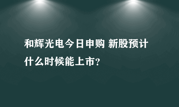 和辉光电今日申购 新股预计什么时候能上市？