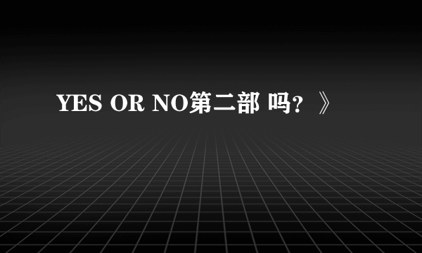 YES OR NO第二部 吗？》