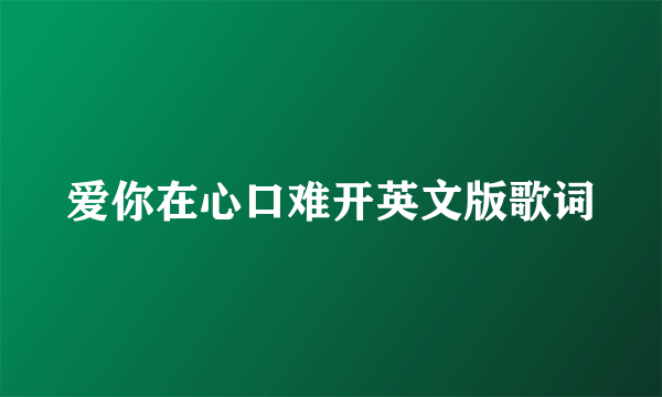 爱你在心口难开英文版歌词