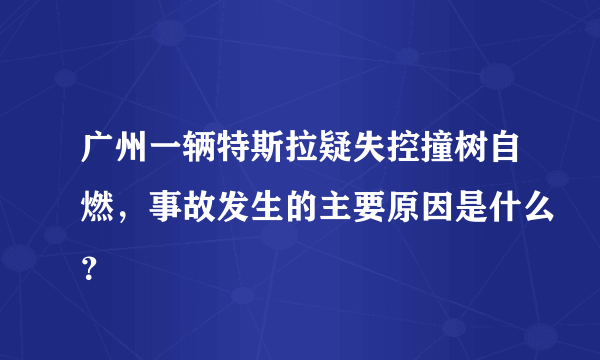 广州一辆特斯拉疑失控撞树自燃，事故发生的主要原因是什么？