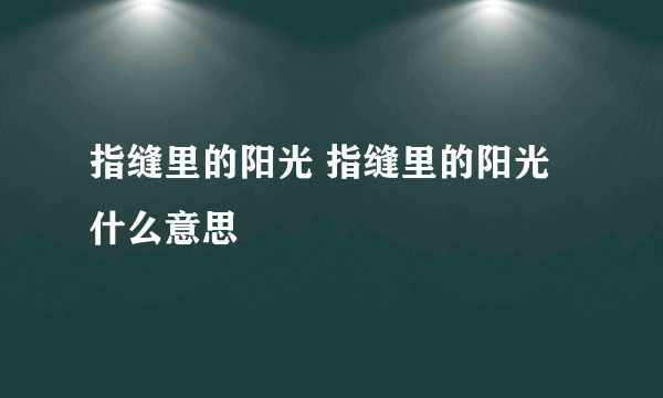 指缝里的阳光 指缝里的阳光什么意思