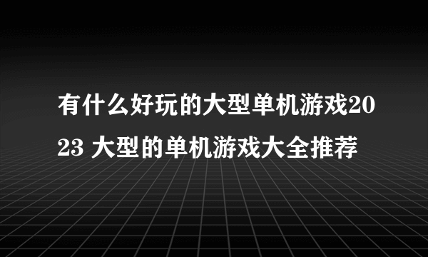 有什么好玩的大型单机游戏2023 大型的单机游戏大全推荐