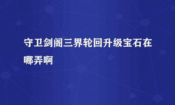 守卫剑阁三界轮回升级宝石在哪弄啊