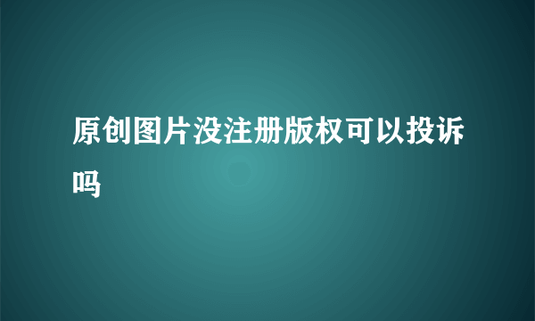 原创图片没注册版权可以投诉吗