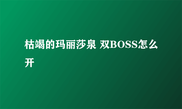 枯竭的玛丽莎泉 双BOSS怎么开