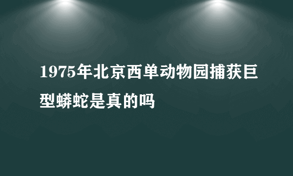 1975年北京西单动物园捕获巨型蟒蛇是真的吗