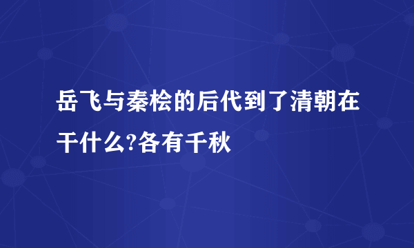 岳飞与秦桧的后代到了清朝在干什么?各有千秋