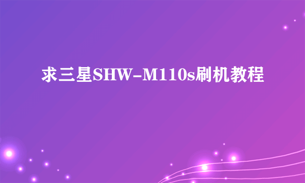 求三星SHW-M110s刷机教程