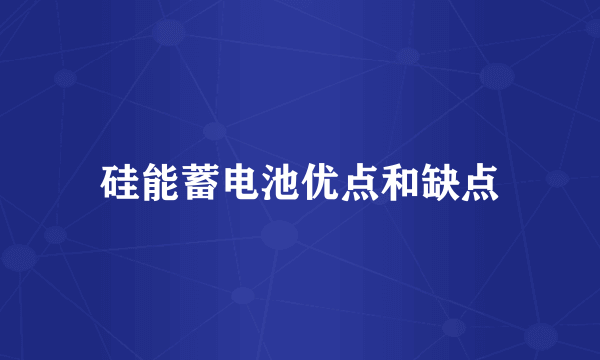 硅能蓄电池优点和缺点