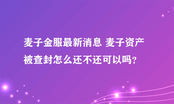 麦子金服最新消息 麦子资产被查封怎么还不还可以吗？