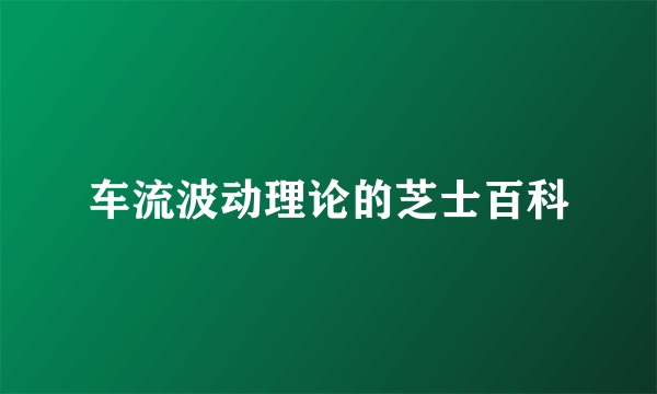 车流波动理论的芝士百科