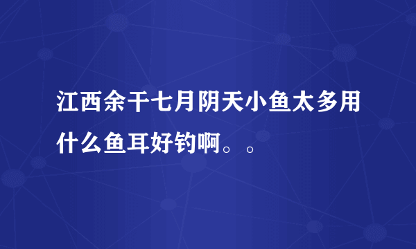 江西余干七月阴天小鱼太多用什么鱼耳好钓啊。。