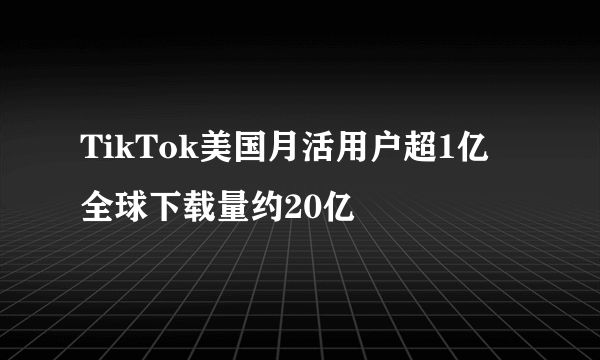 TikTok美国月活用户超1亿 全球下载量约20亿