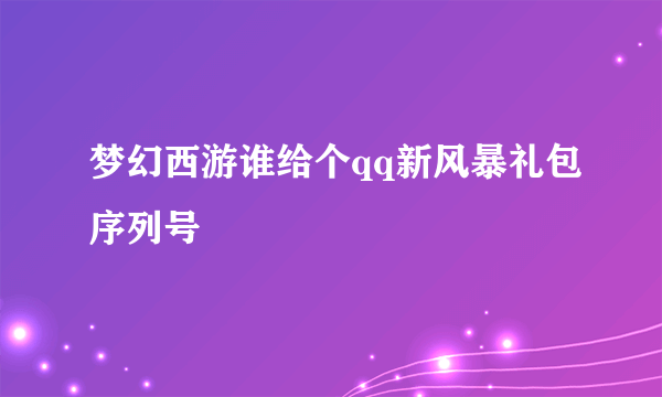 梦幻西游谁给个qq新风暴礼包序列号