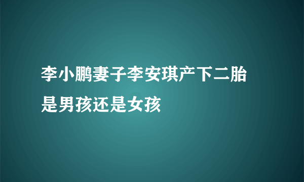 李小鹏妻子李安琪产下二胎 是男孩还是女孩