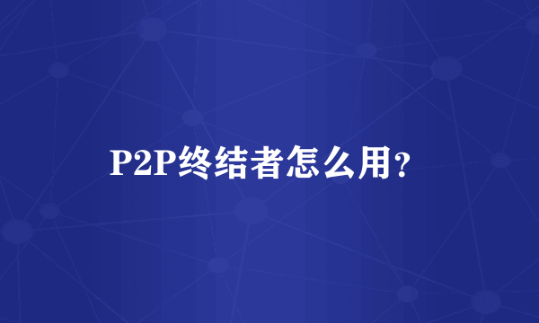 P2P终结者怎么用？