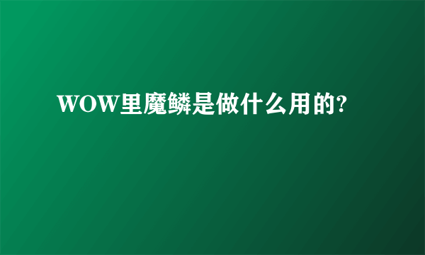 WOW里魔鳞是做什么用的?