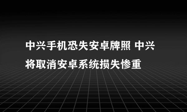 中兴手机恐失安卓牌照 中兴将取消安卓系统损失惨重