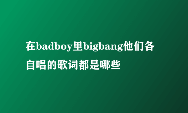 在badboy里bigbang他们各自唱的歌词都是哪些