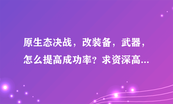 原生态决战，改装备，武器，怎么提高成功率？求资深高人给予指点，实验有效追加30分