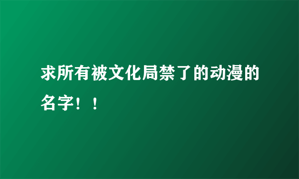 求所有被文化局禁了的动漫的名字！！