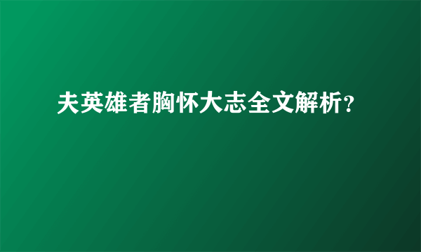 夫英雄者胸怀大志全文解析？