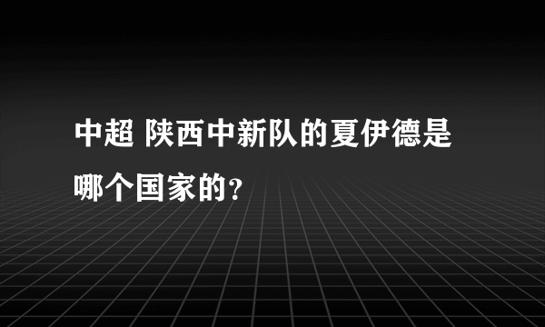 中超 陕西中新队的夏伊德是哪个国家的？