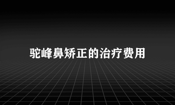 驼峰鼻矫正的治疗费用