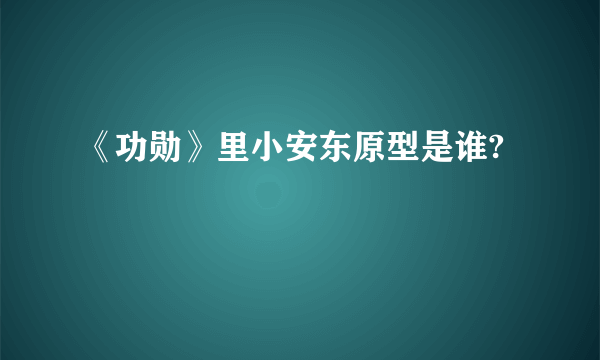 《功勋》里小安东原型是谁?