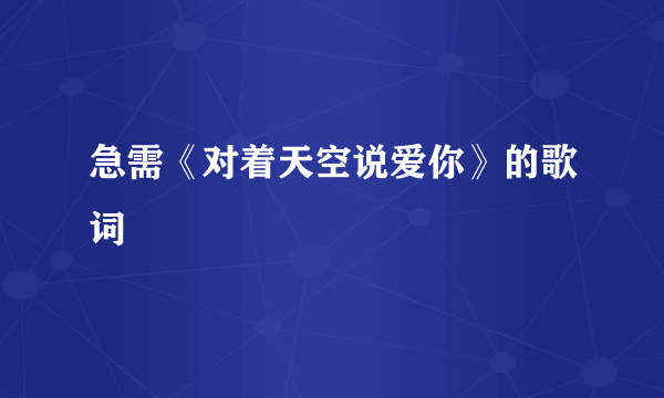 急需《对着天空说爱你》的歌词