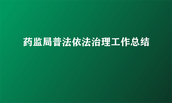 药监局普法依法治理工作总结