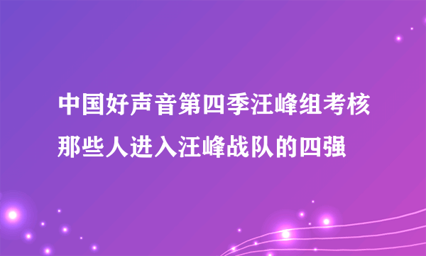 中国好声音第四季汪峰组考核那些人进入汪峰战队的四强