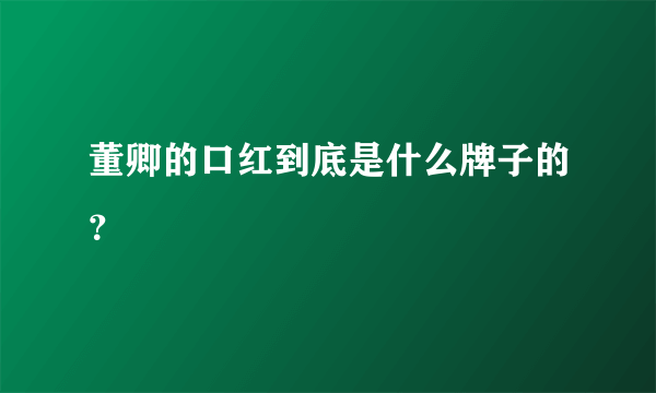 董卿的口红到底是什么牌子的？