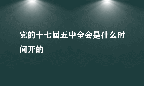 党的十七届五中全会是什么时间开的