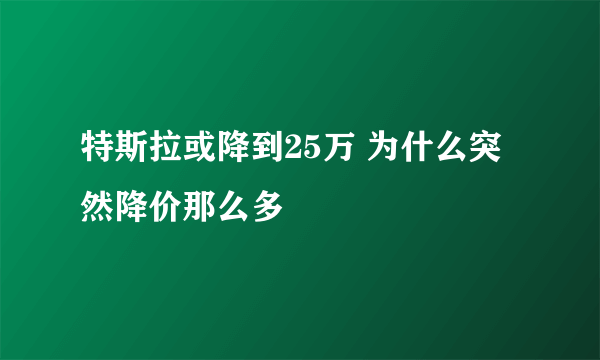 特斯拉或降到25万 为什么突然降价那么多