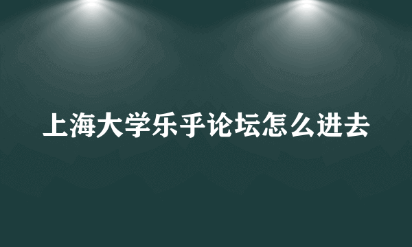 上海大学乐乎论坛怎么进去