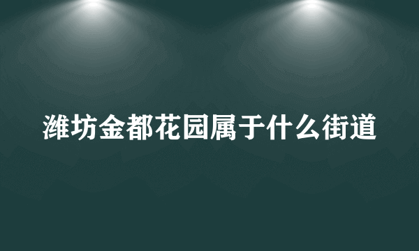 潍坊金都花园属于什么街道