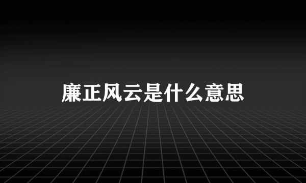 廉正风云是什么意思