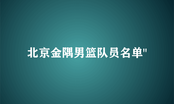 北京金隅男篮队员名单