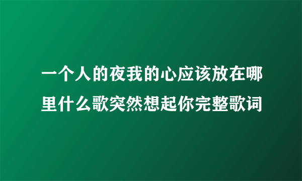 一个人的夜我的心应该放在哪里什么歌突然想起你完整歌词