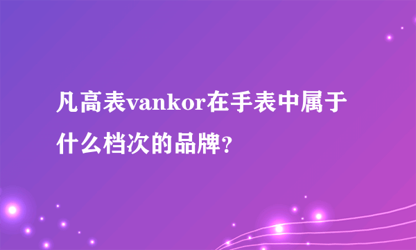 凡高表vankor在手表中属于什么档次的品牌？