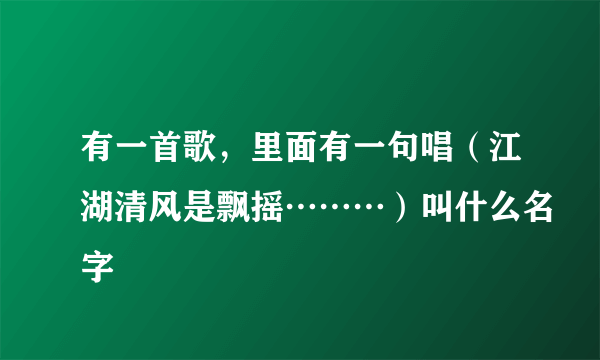 有一首歌，里面有一句唱（江湖清风是飘摇………）叫什么名字