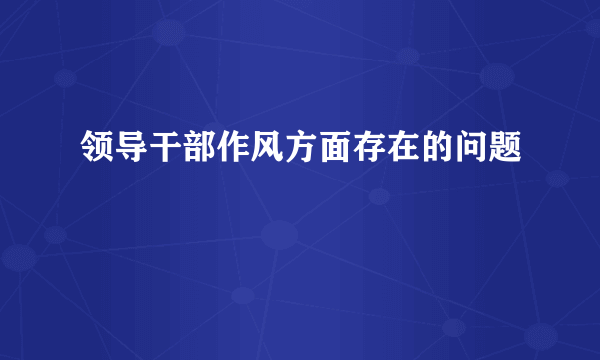 领导干部作风方面存在的问题