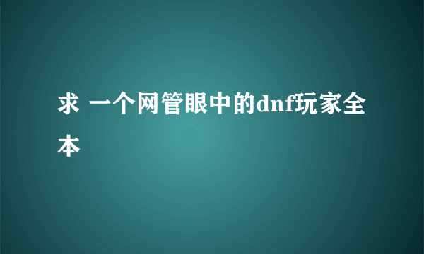 求 一个网管眼中的dnf玩家全本