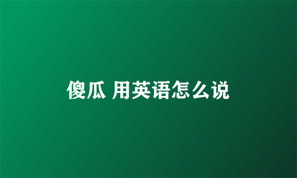 傻瓜 用英语怎么说