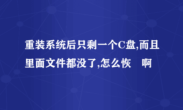 重装系统后只剩一个C盘,而且里面文件都没了,怎么恢復啊